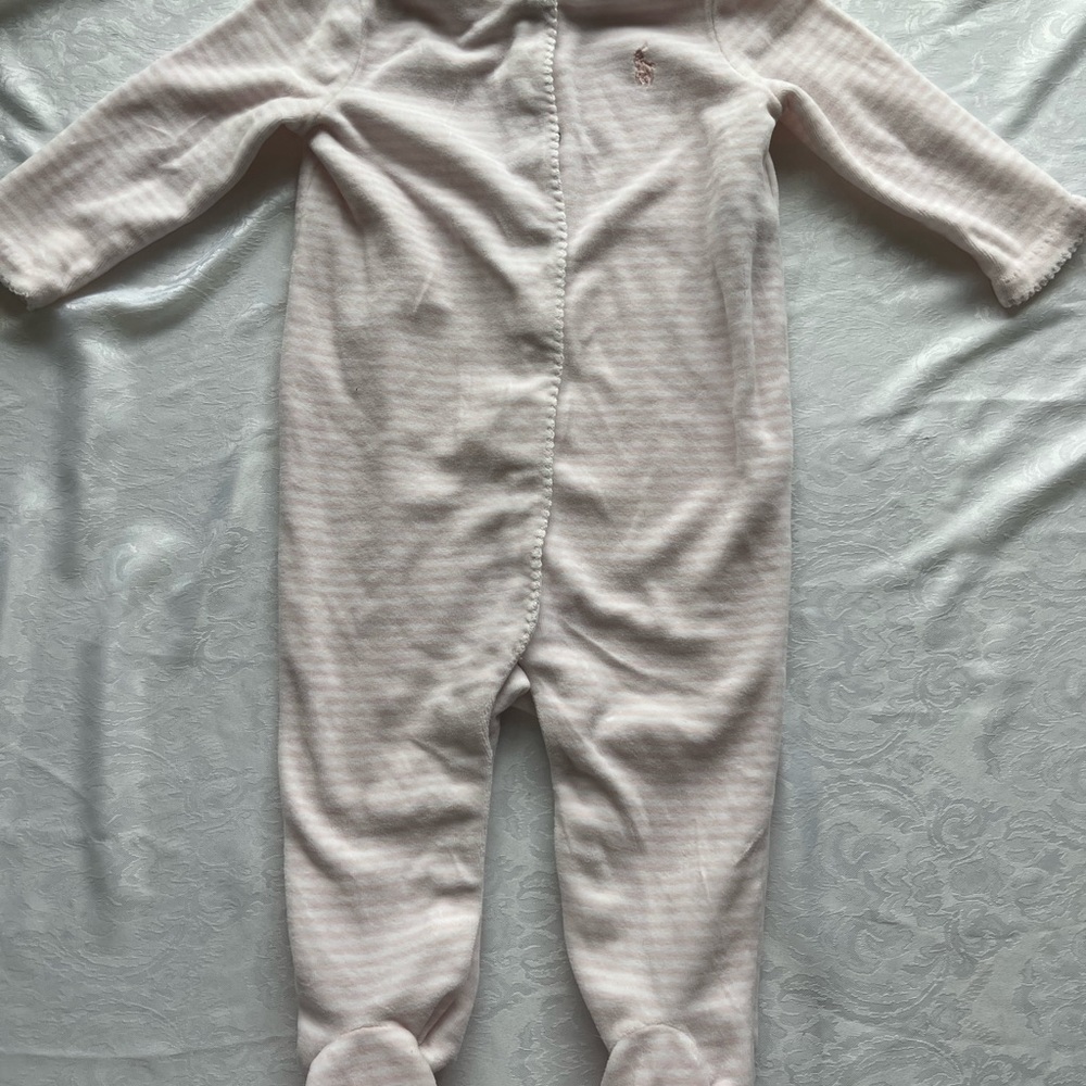 Ralph Lauren Pink Stripe Baby Footie One-Piece